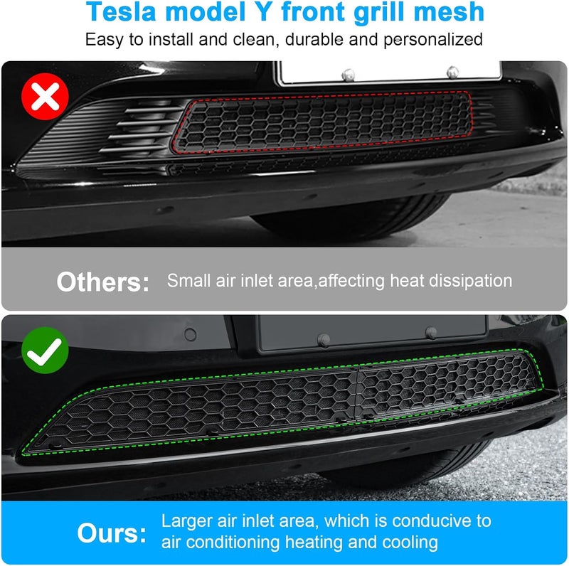 KUNIST Grille Mesh Inserts for Tesla Model Y 2021-2025 Front Air Inlet Vent Grille Cover Replacement for Tesla Model Y Accessories (Detachable Version 3.0) - Image 4